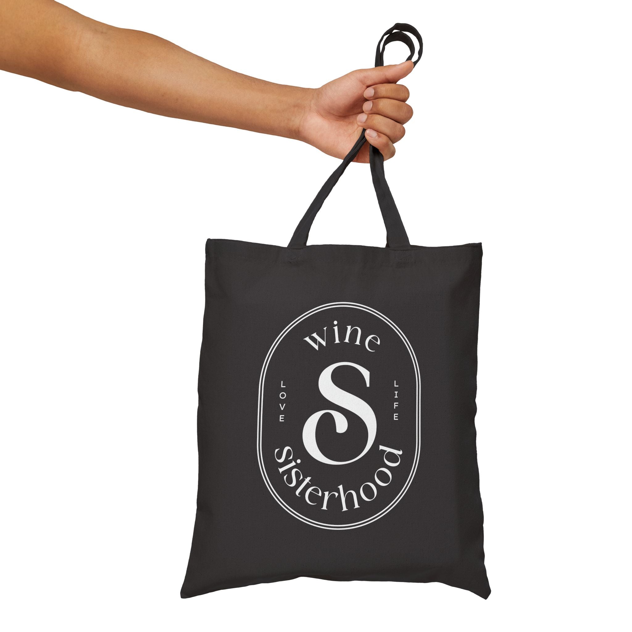 Wine Sisterhood Oval Cotton Canvas Tote