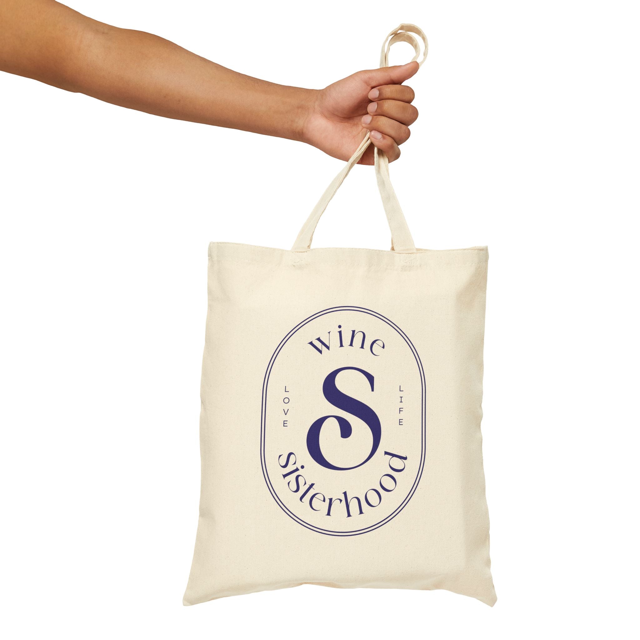 Wine Sisterhood Oval Cotton Canvas Tote