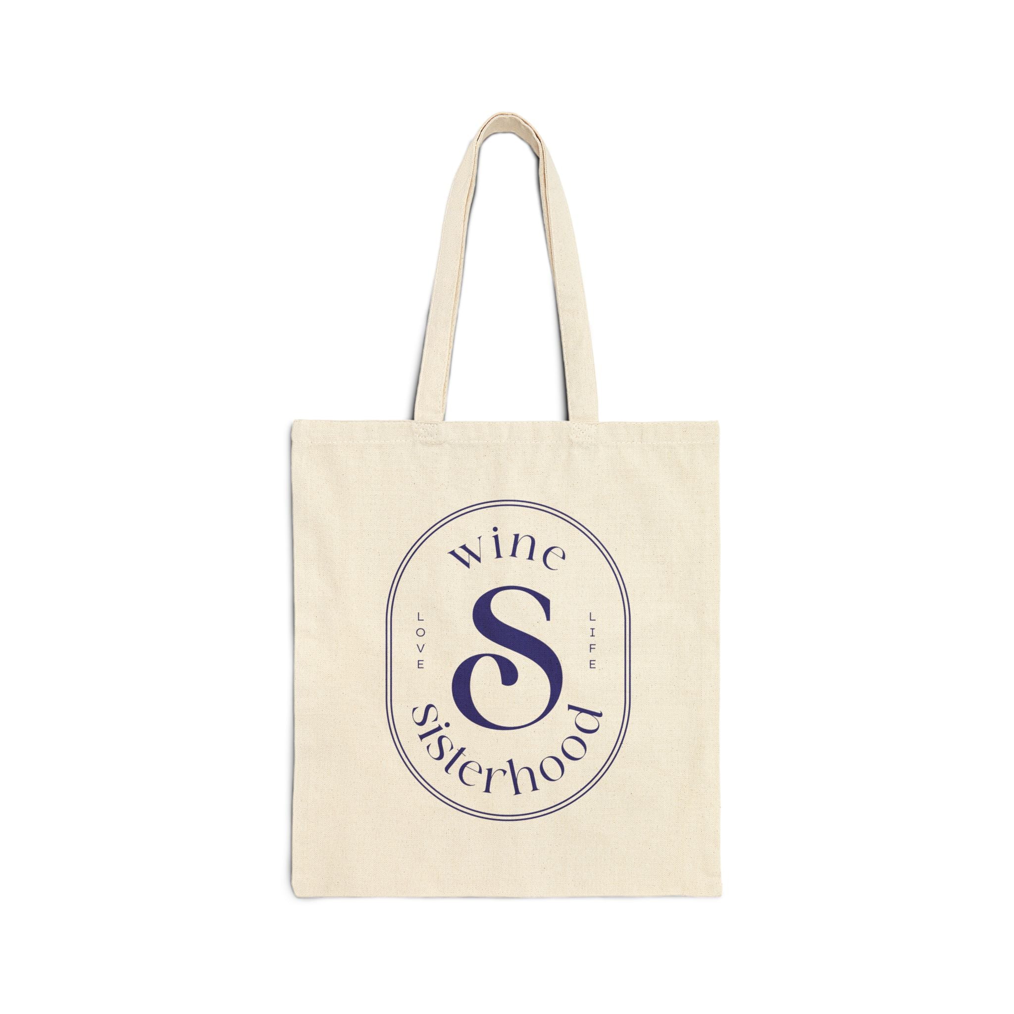 Wine Sisterhood Oval Cotton Canvas Tote